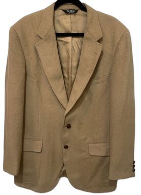 Vintage 80s John Alexander Camel Hair Blazer 40 42 Tan Made USA Sport Coat